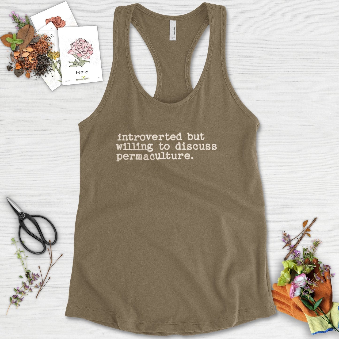 Introverted discuss permaculture Racerback Racerback / XS / Military Green Physical Item