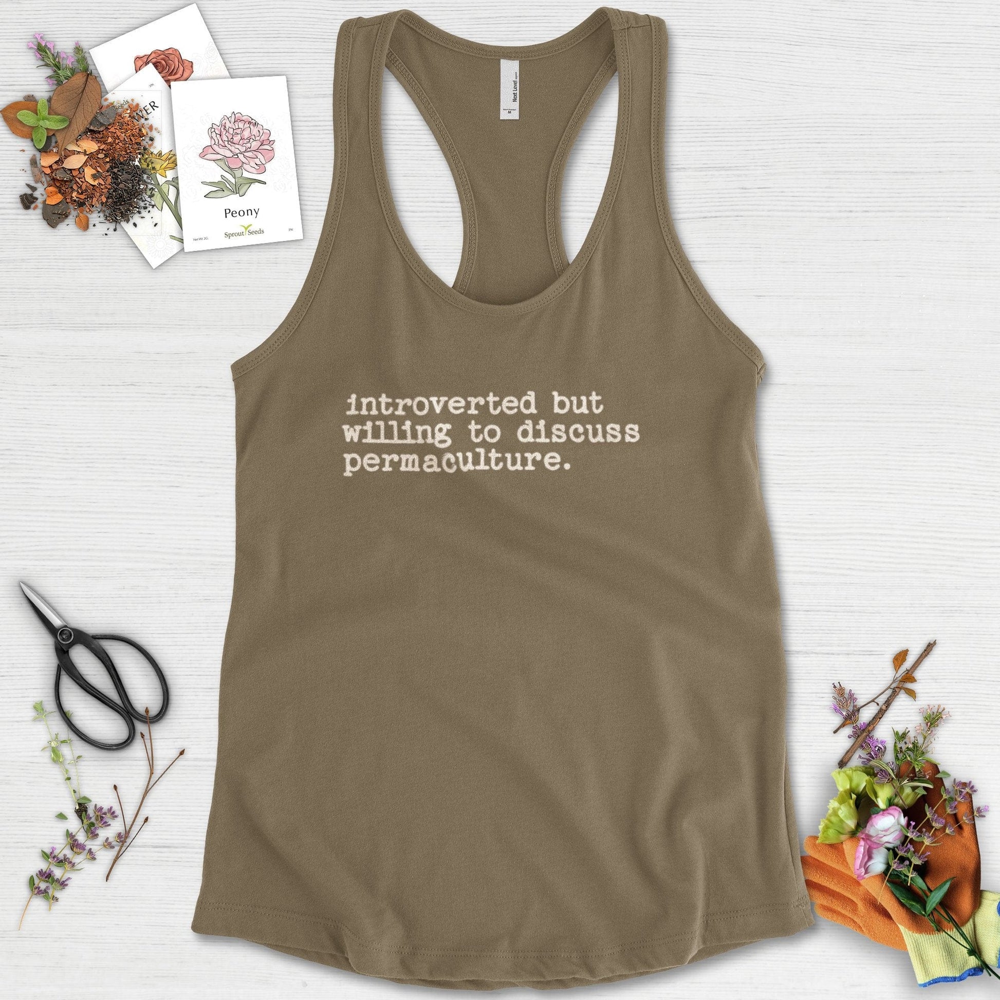 Introverted discuss permaculture Racerback Racerback / XS / Military Green Physical Item