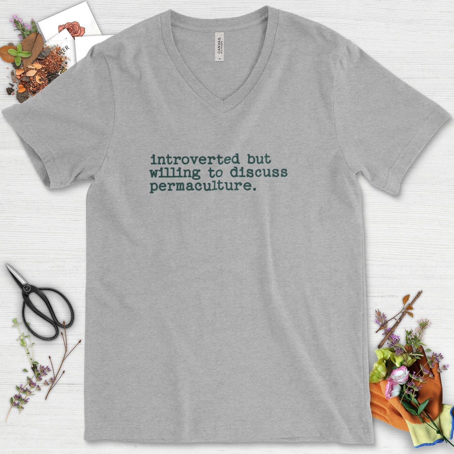 Introverted discuss permaculture V-Neck Athletic Heather / S T-Shirt