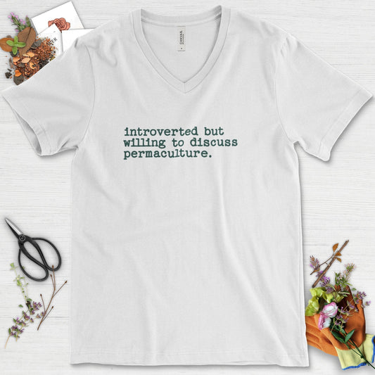 Introverted discuss permaculture V-Neck White / S T-Shirt