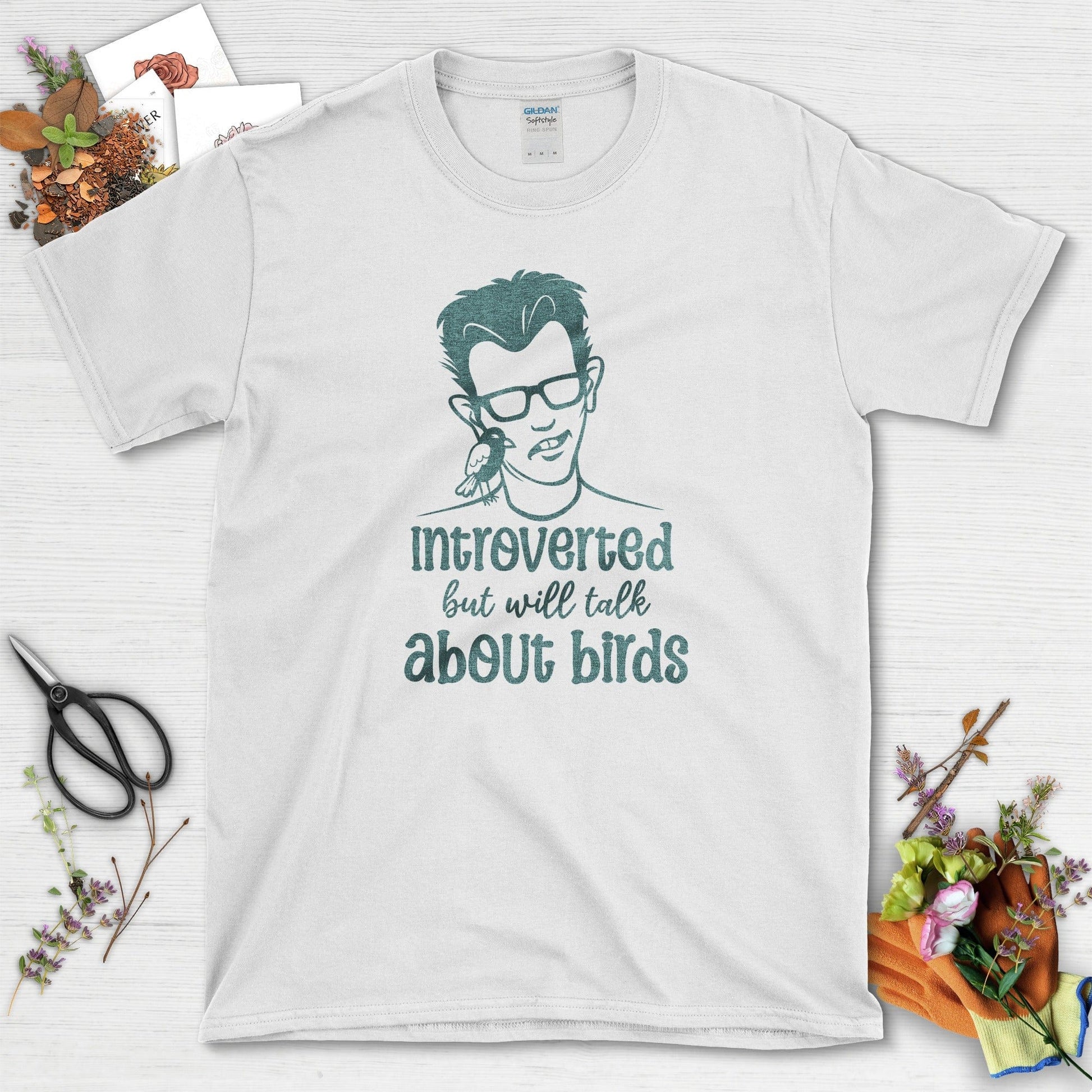 Introverted Talk About Birds T-Shirt White / S Physical Item