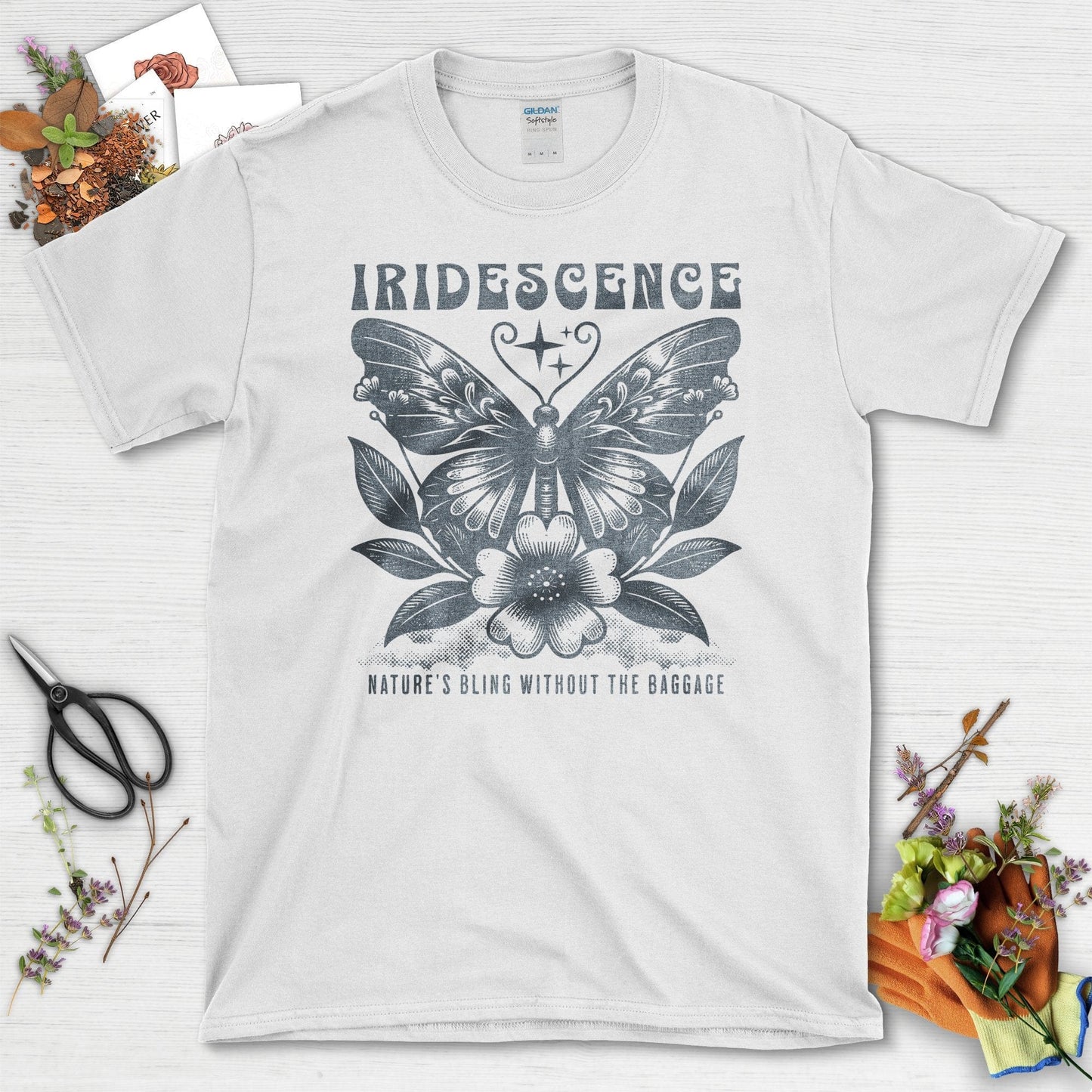 Iridescence Butterfly Nature's Bling T-Shirts White / S T-Shirt