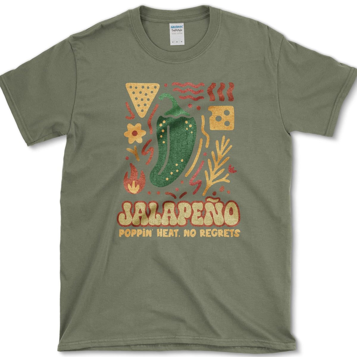 Jalapeno No Regrets T-Shirt Military Green / S Essential Tees