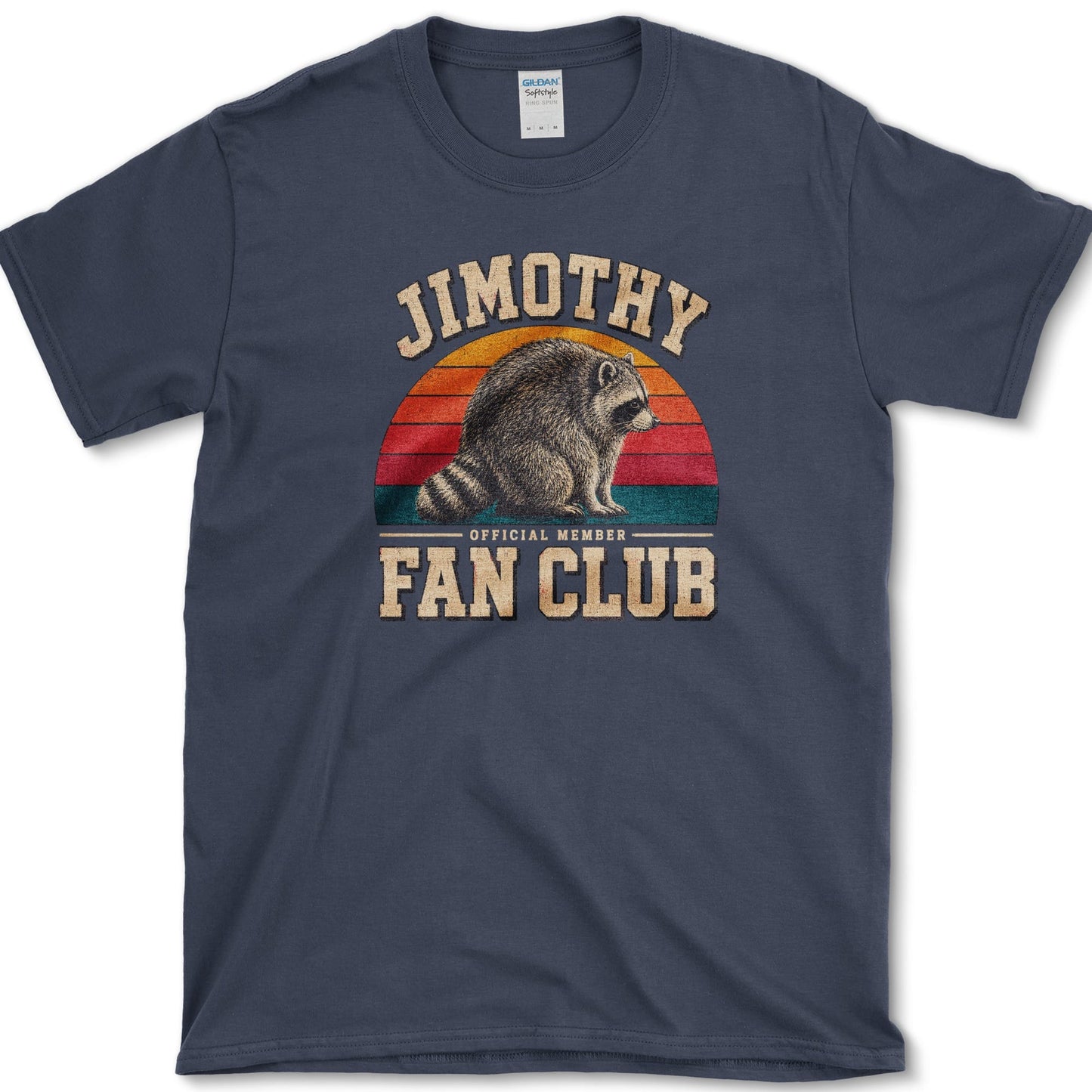 Jimothy Fan Club artwork featuring raccoon and raccoon fan club on a t-shirt