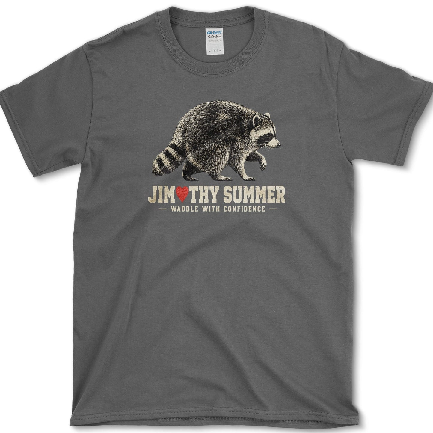 Jimothy Summer artwork featuring raccoon on a t-shirt