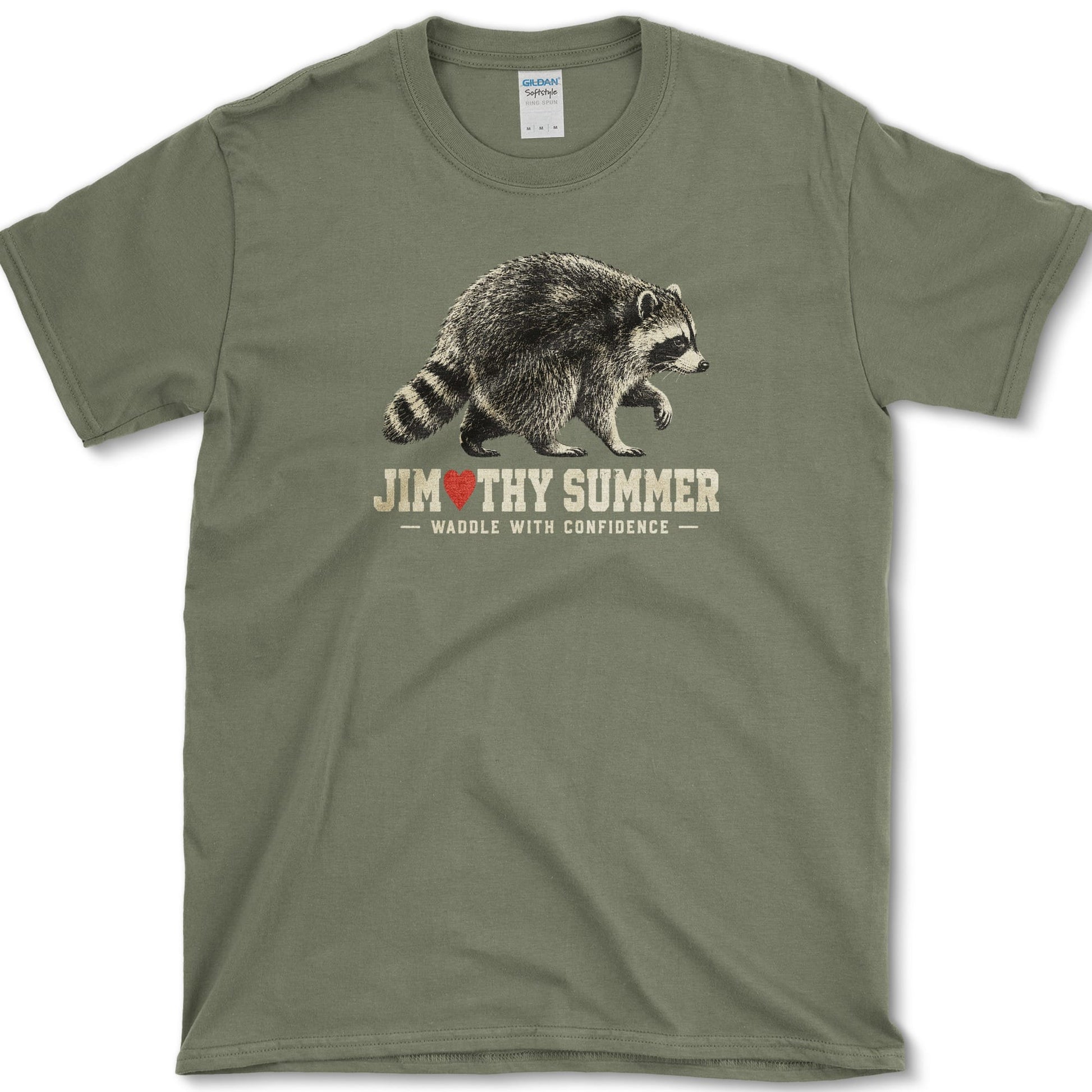 Jimothy Summer artwork featuring raccoon on a t-shirt