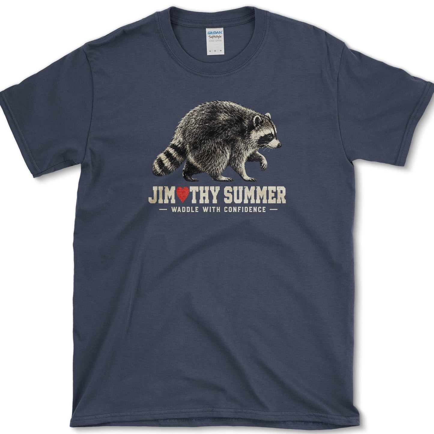 Jimothy Summer artwork featuring raccoon on a t-shirt