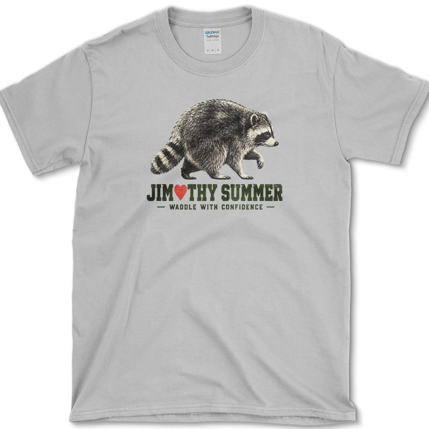 Jimothy Summer artwork featuring raccoon on a t-shirt