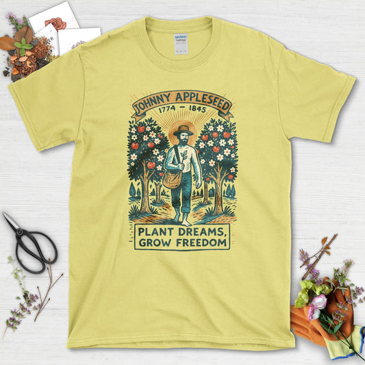 Johnny Appleseed T-Shirt T-Shirts / S / Cornsilk Physical Item