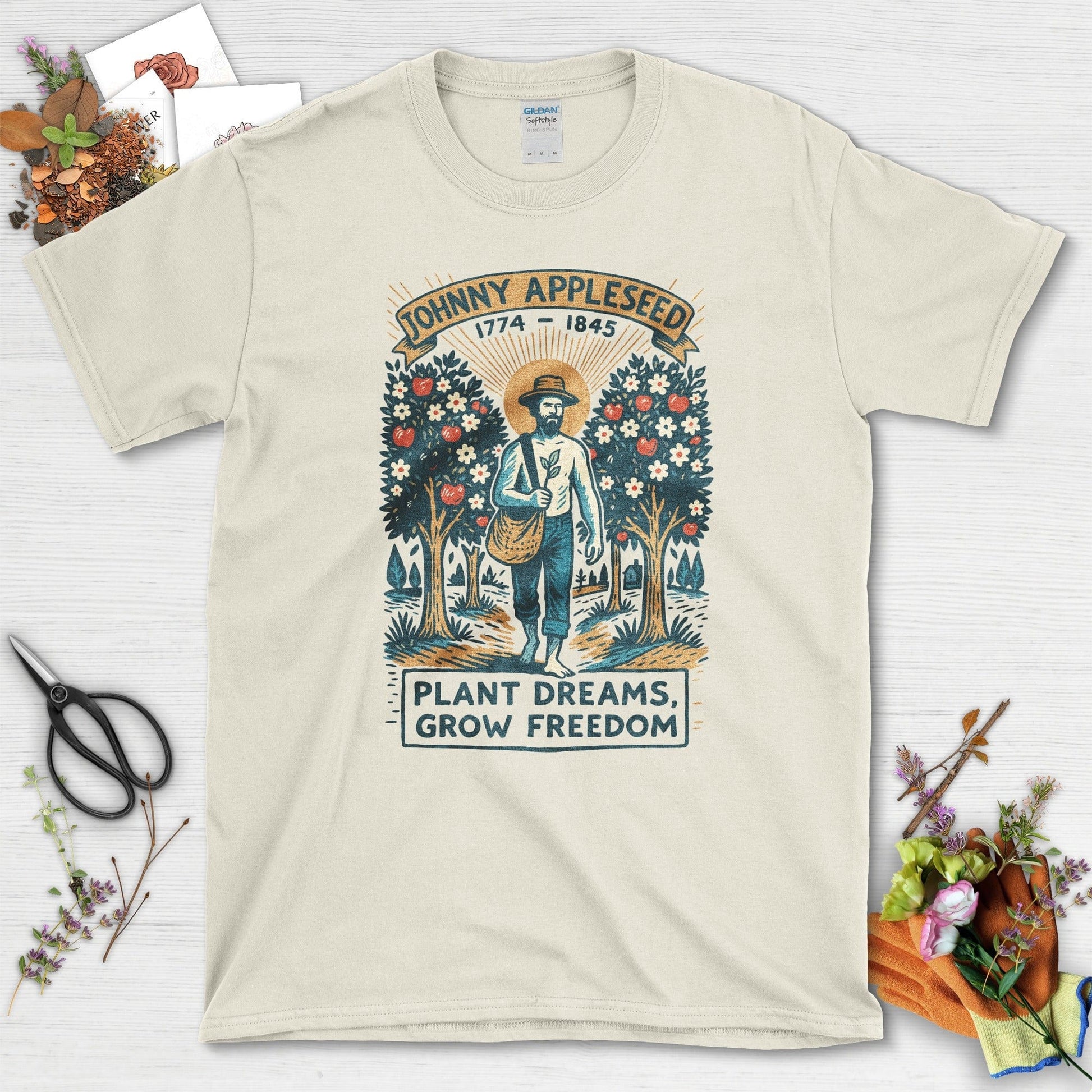 Johnny Appleseed T-Shirt T-Shirts / S / Natural Physical Item