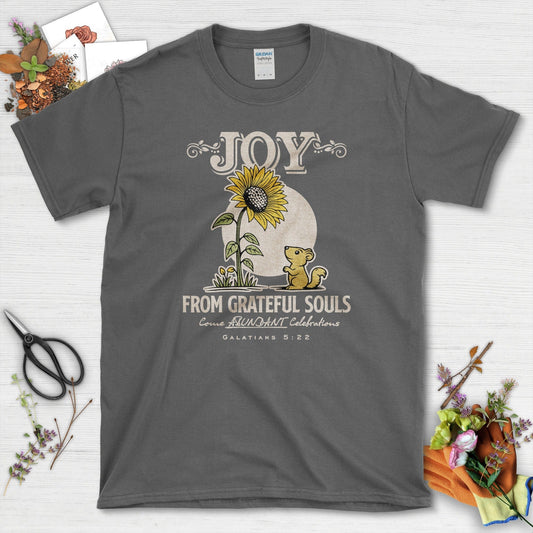 Joy From Grateful Souls T-Shirt Essential Tees / S / Dark Heather Physical Item