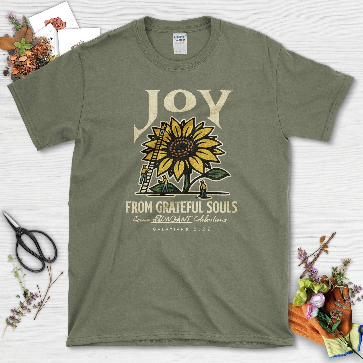 Joy From Grateful Souls T-Shirt Essential Tees / S / Military Green Physical Item