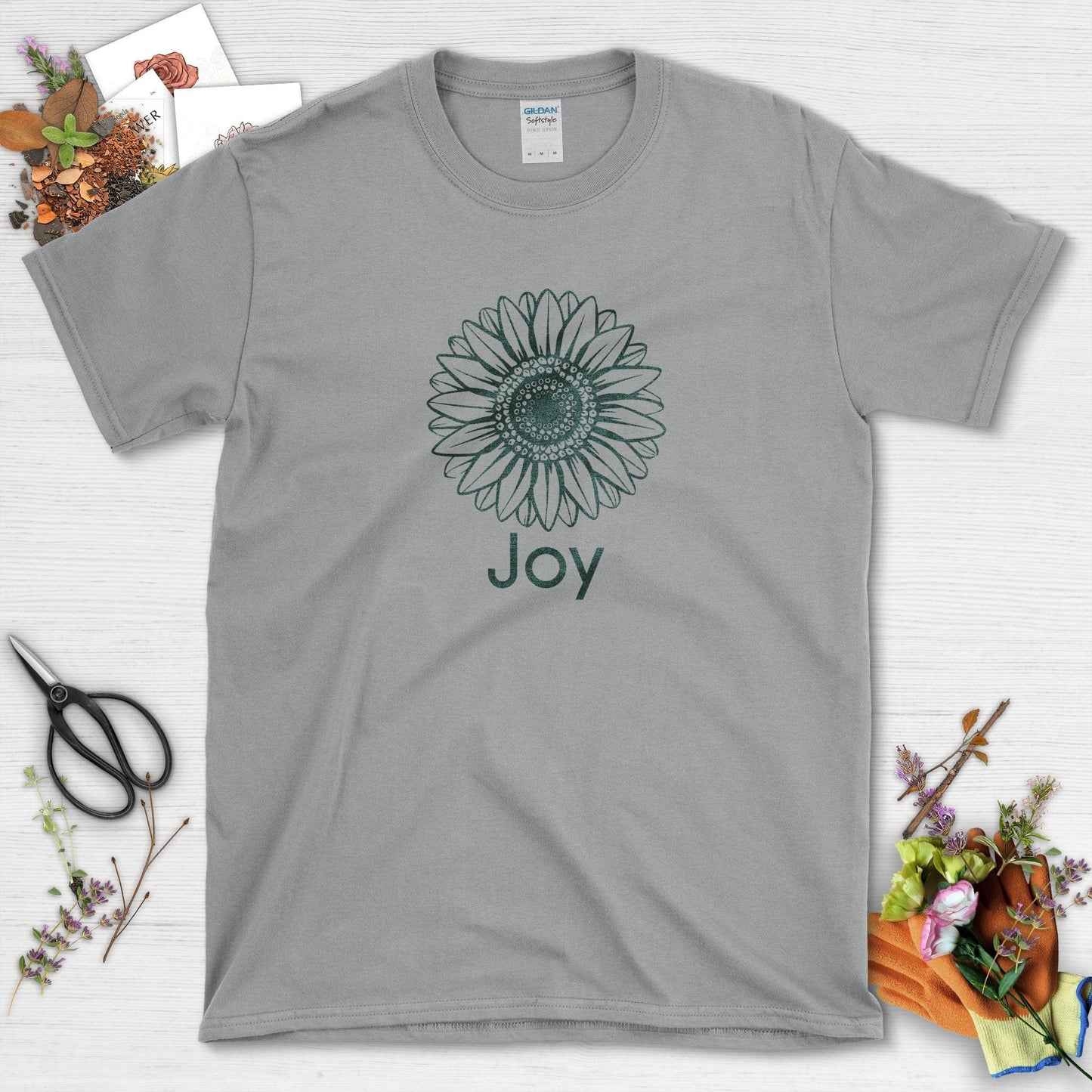 Joy Sunflower Garden-Inspired Eco-Enthusiast T-Shirts Sport Grey / S Physical Item