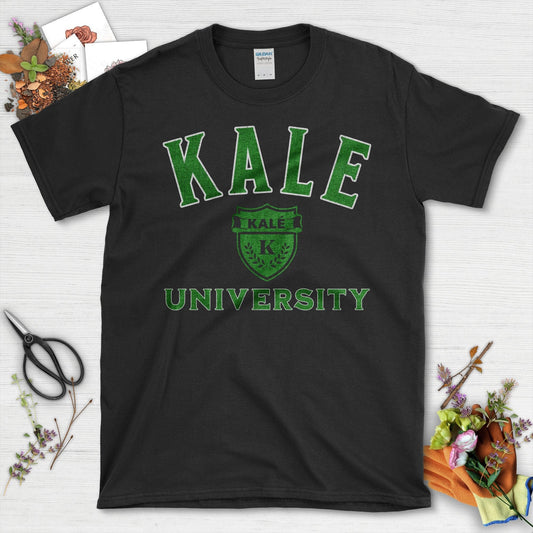 Kale University Logo Graphic Green Print T-Shirt Black / S T-Shirt