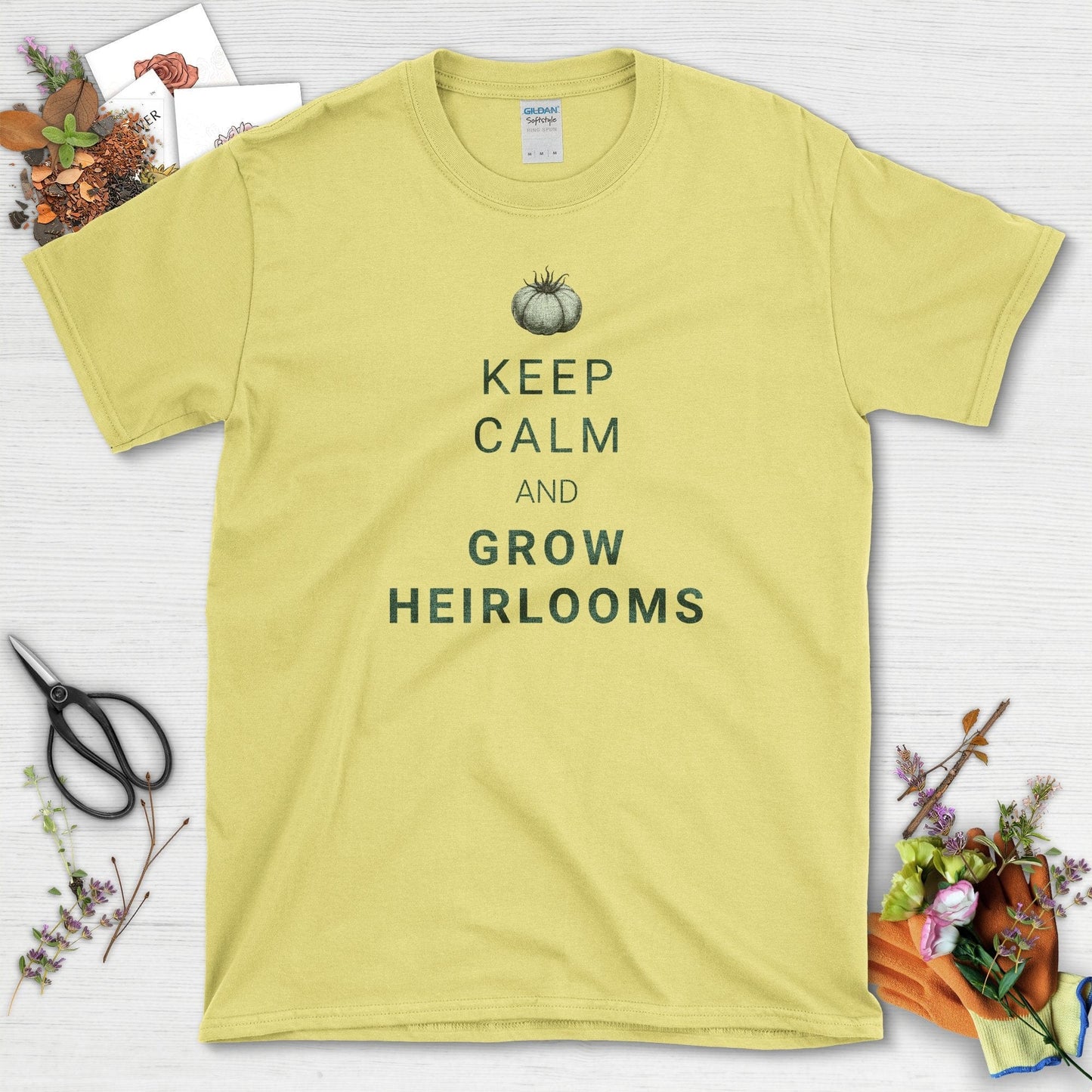 Keep Calm and Grow Heirlooms T-Shirt Cornsilk / S T-Shirt