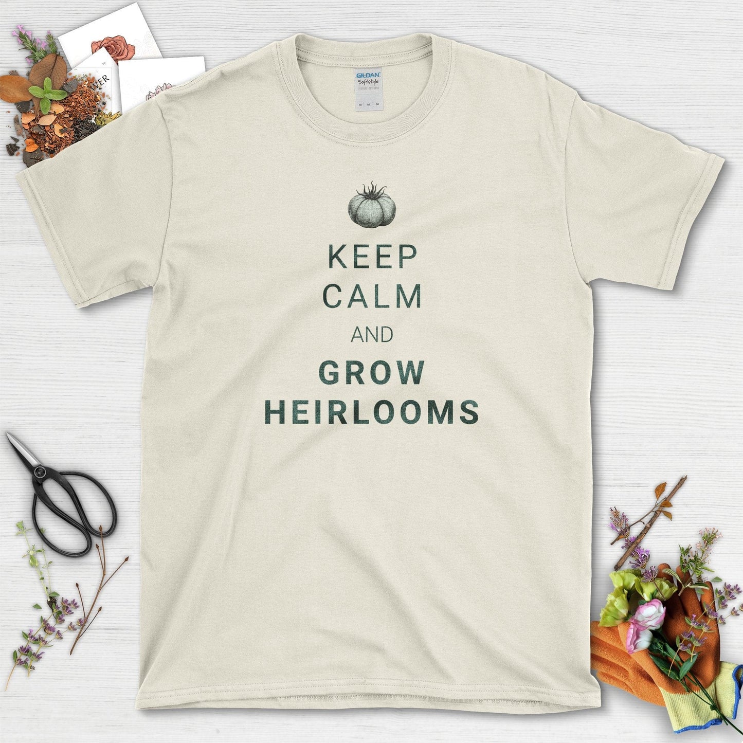 Keep Calm and Grow Heirlooms T-Shirt Natural / S T-Shirt