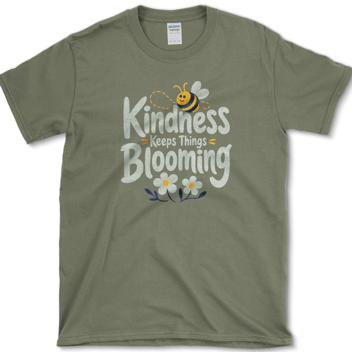 Kindness Keeps Blooming T-Shirt S / Military Green Essential Tees