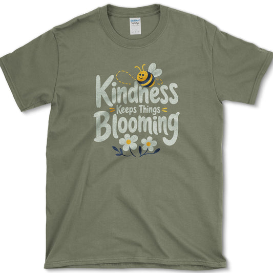 Kindness Keeps Blooming T-Shirt S / Military Green Essential Tees