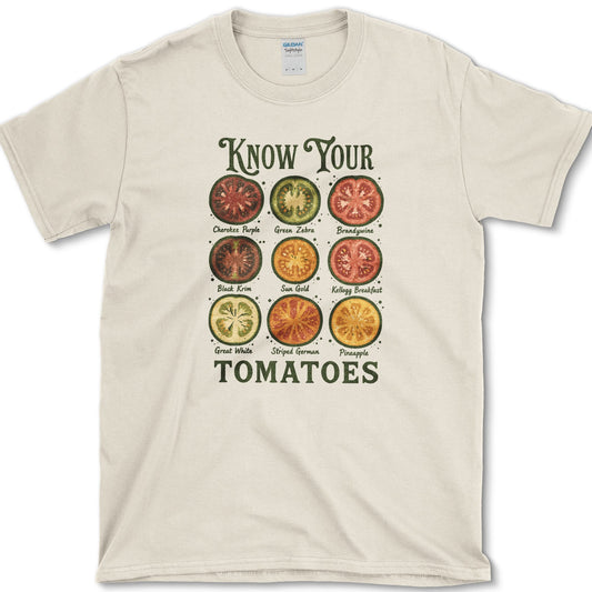 Know Your Tomatoes T-Shirt S / Natural Essential Tees