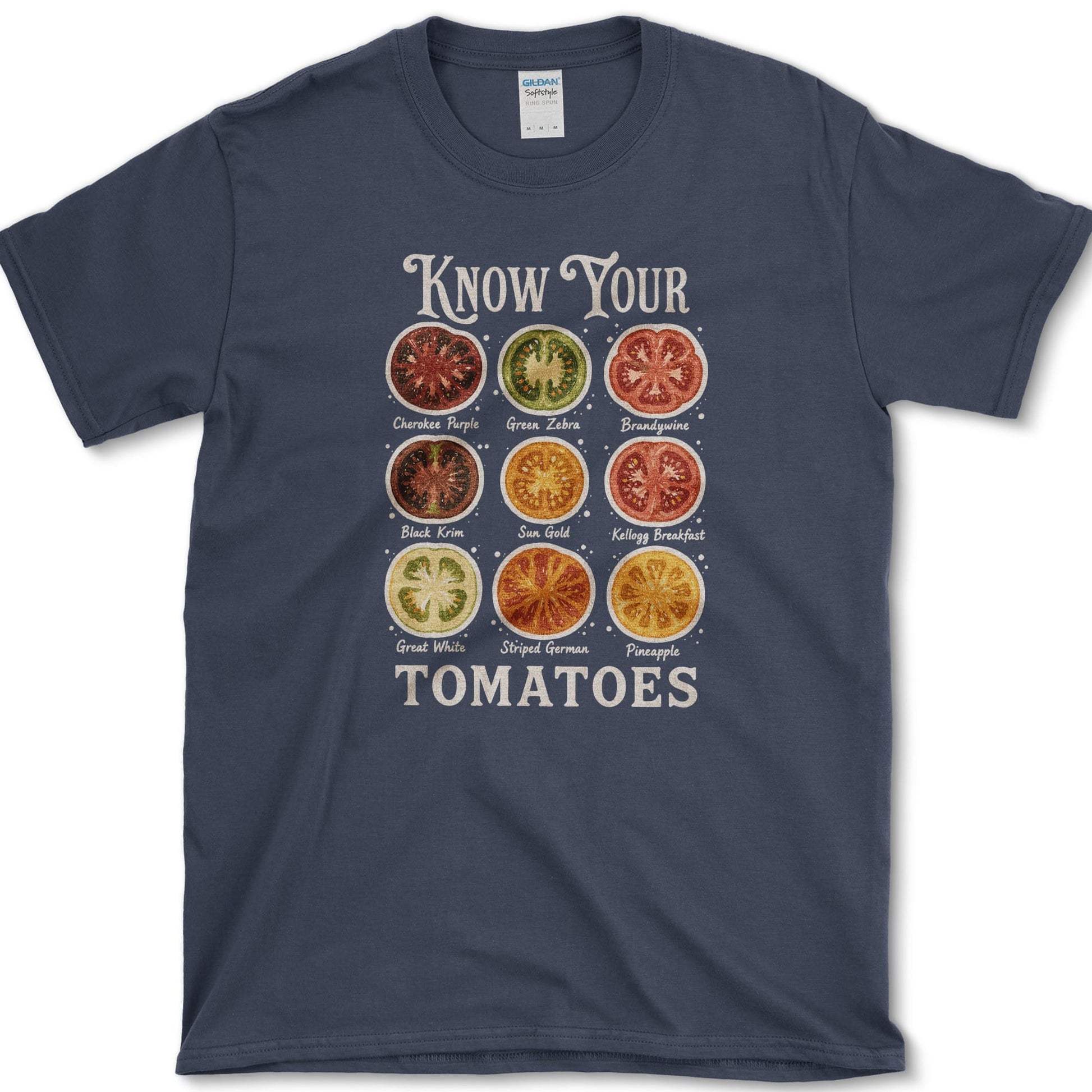 Know Your Tomatoes T-Shirt S / Navy Essential Tees