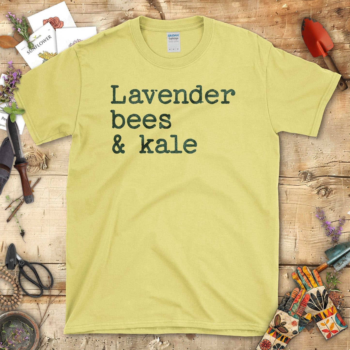 Lavender Bees Kale Gardening Enthusiast T-Shirt Cornsilk / S T-Shirt