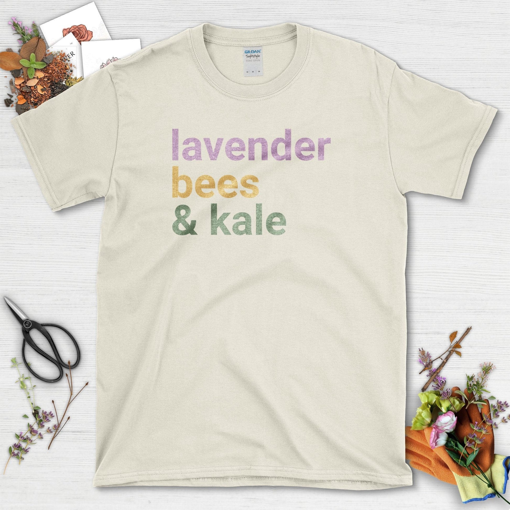Lavender Bees & Kale T-Shirt Natural / S T-Shirt