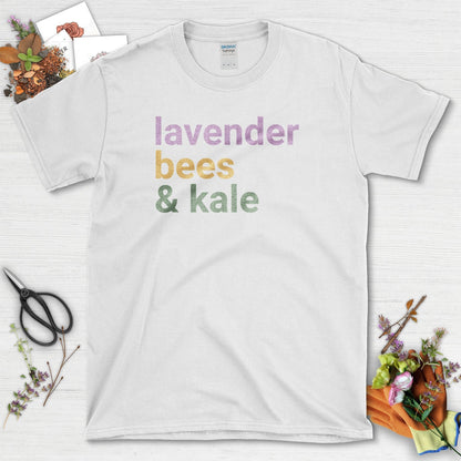 Lavender Bees & Kale T-Shirt White / S T-Shirt