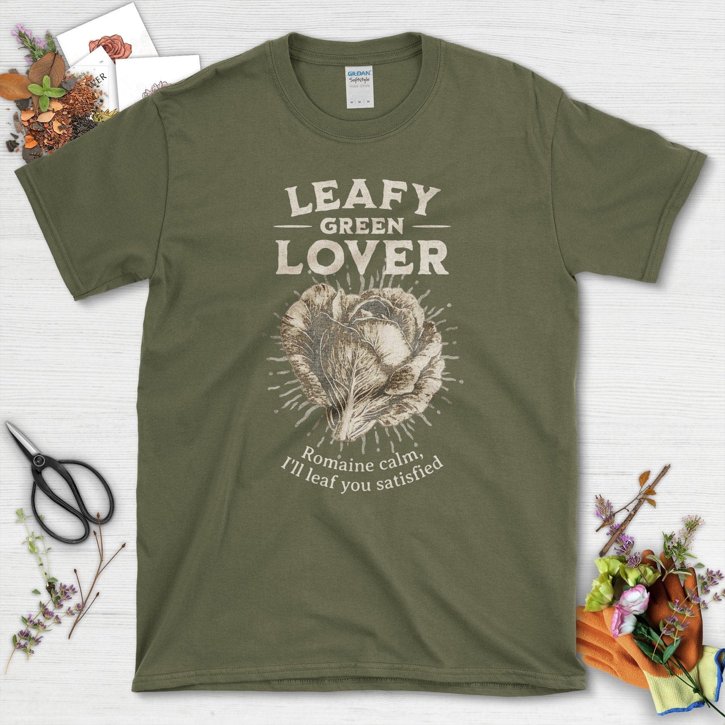 Leafy Green Lover Gardening Inspired T-Shirts Military Green / S T-Shirt