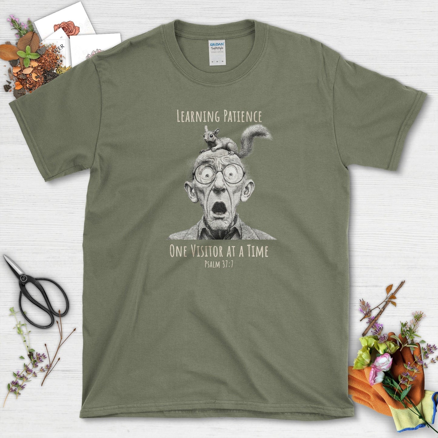 Learning Patience T-Shirt Essential Tees / S / Military Green Physical Item