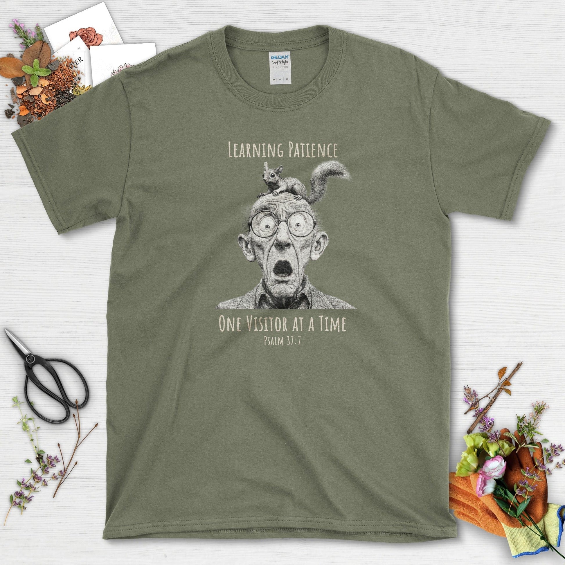 Learning Patience T-Shirt Essential Tees / S / Military Green Physical Item