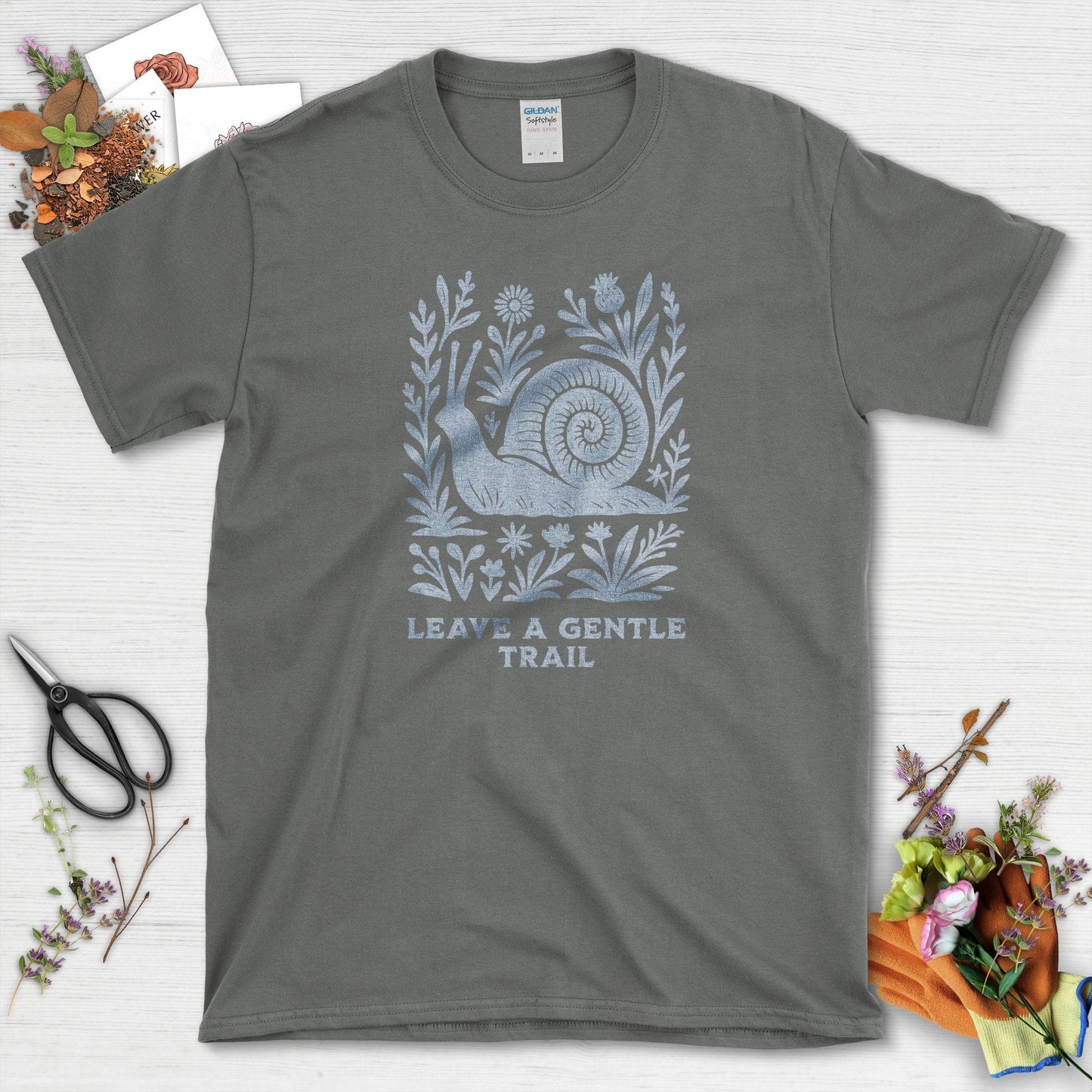 Leave a Gentle Trail T-Shirt Charcoal / S Physical Item