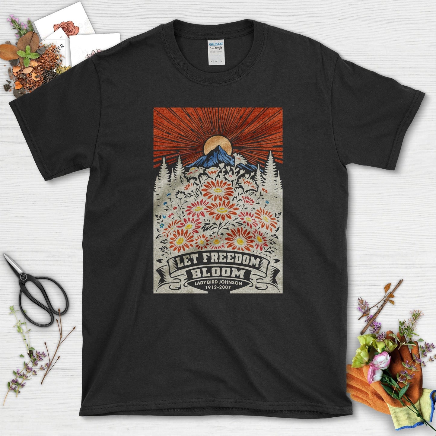 Let Freedom Bloom T-Shirt T-Shirts / S / Black Physical Item