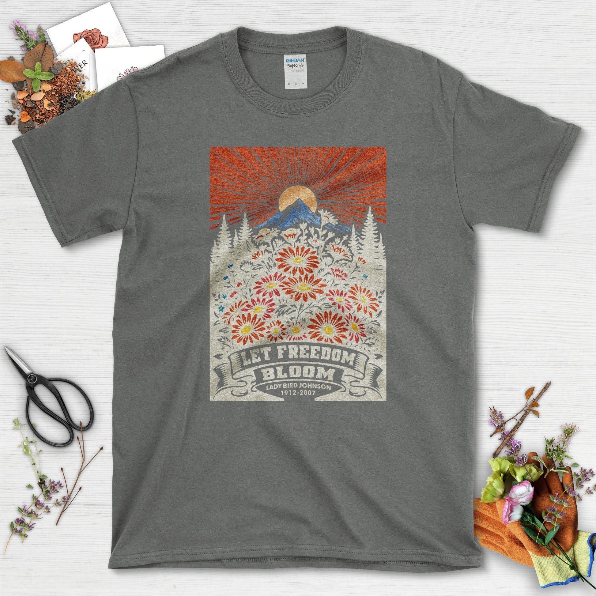 Let Freedom Bloom T-Shirt T-Shirts / S / Charcoal Physical Item