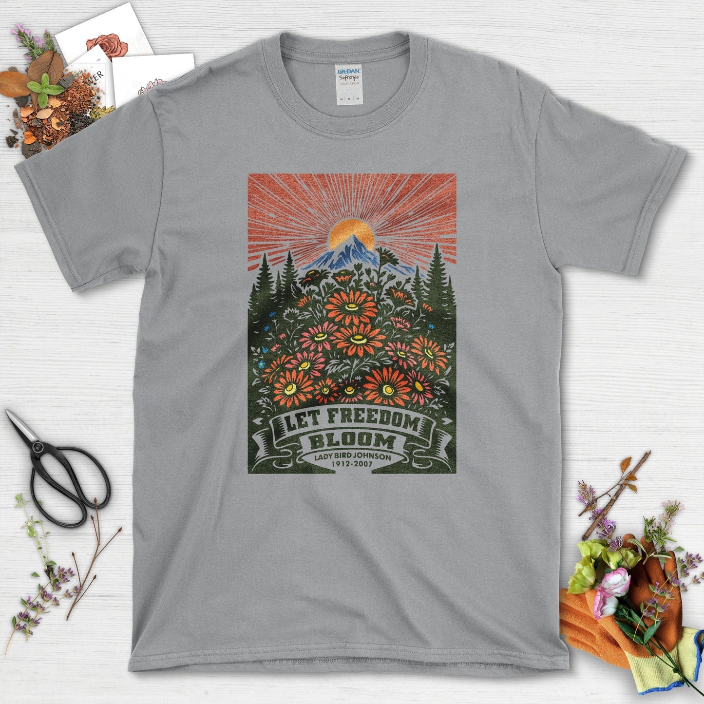 Let Freedom Bloom T-Shirt T-Shirts / S / Sport Grey Physical Item