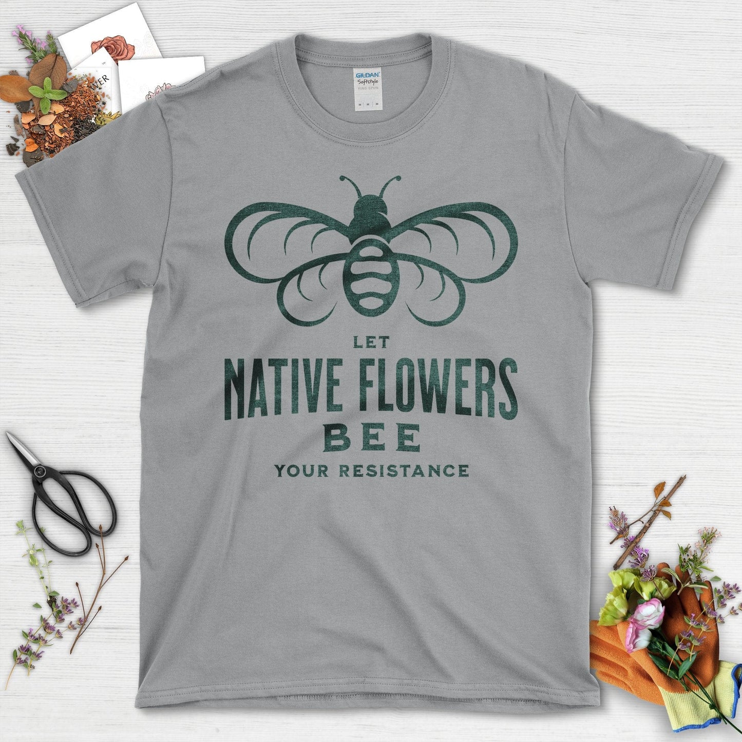 Let Native Flowers Bee Your Resistance T-Shirt Sport Grey / S T-Shirt