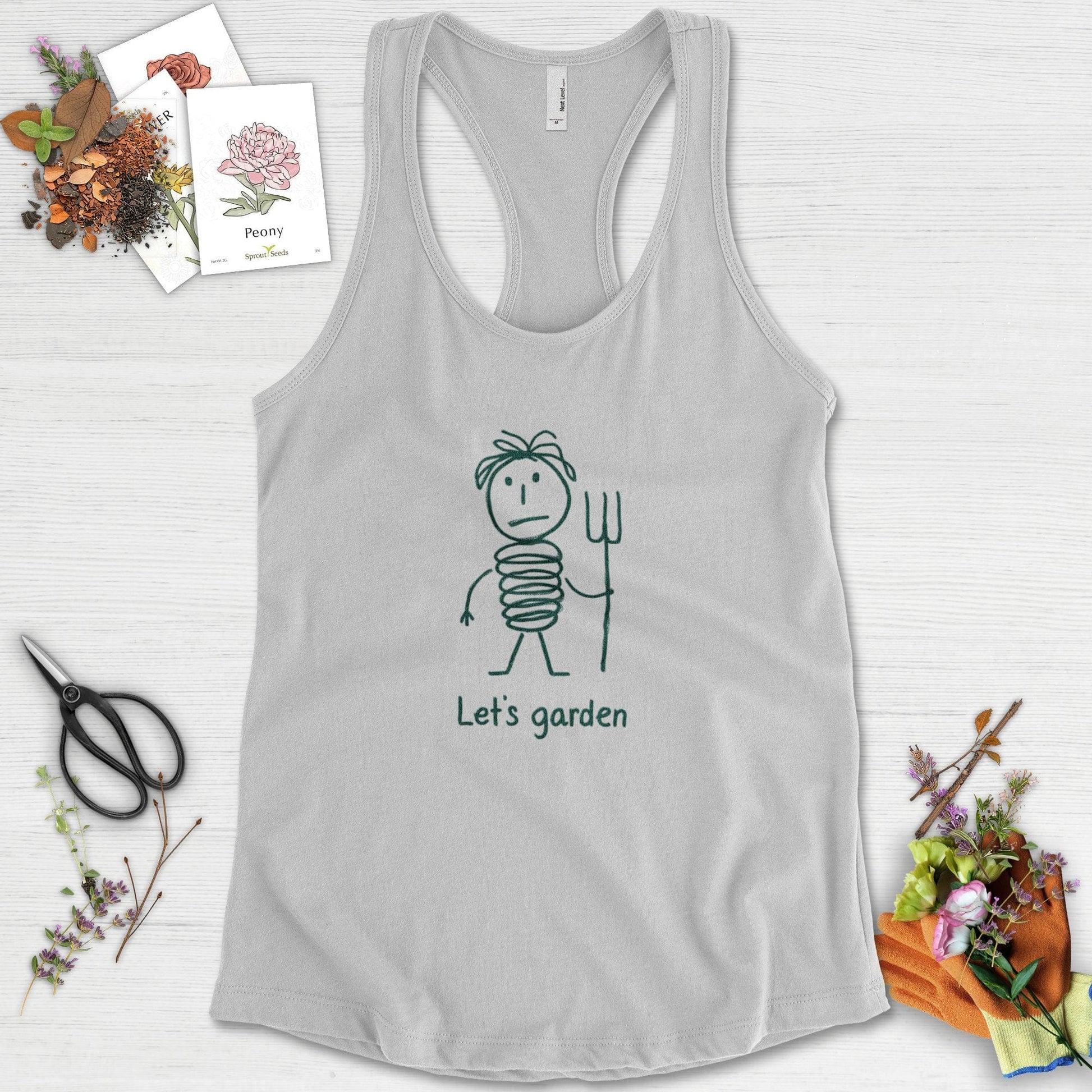 Let's Garden Racerback Heather Grey / XS Physical Item