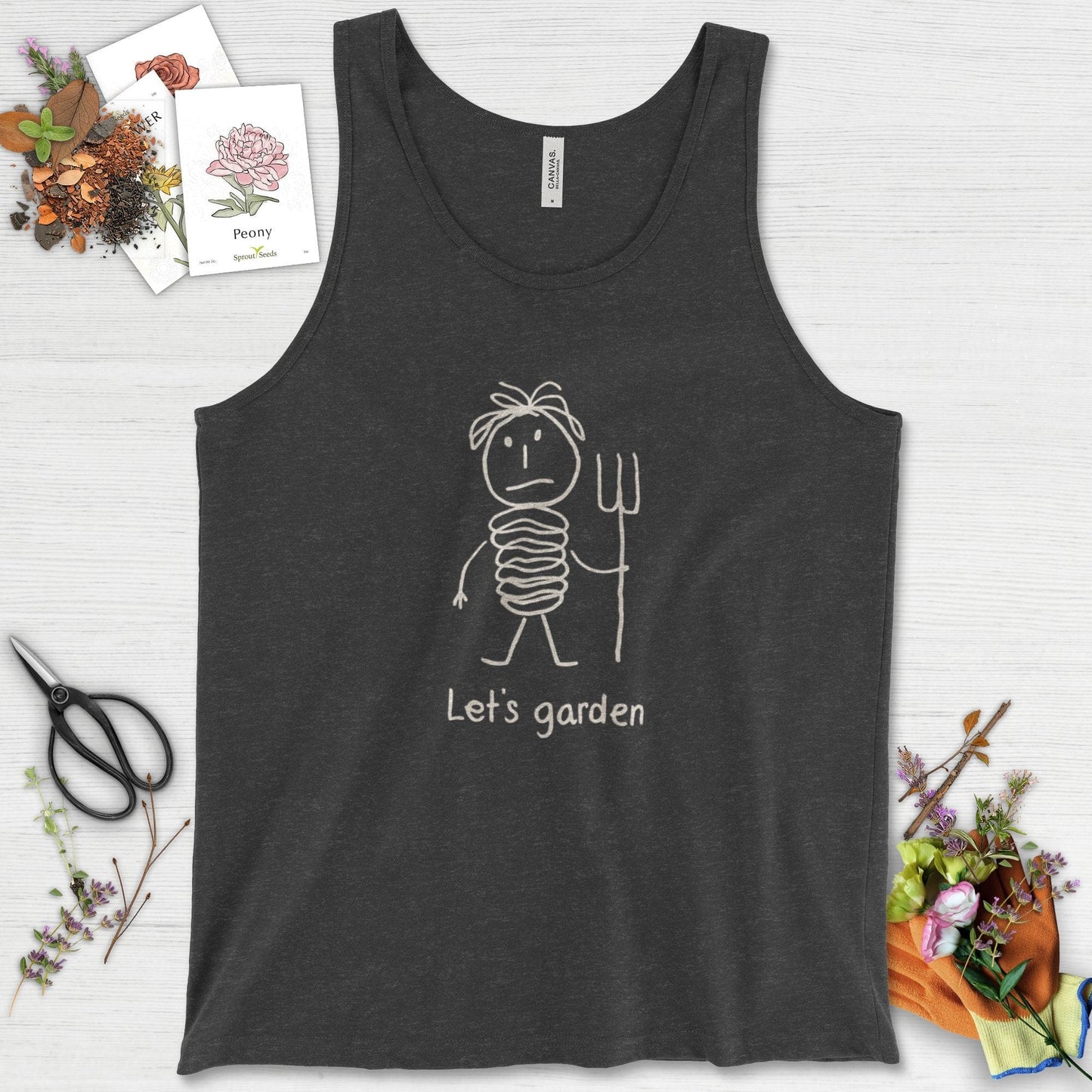 Let's Garden Tank Top Dark Gray Heather / XS Physical Item