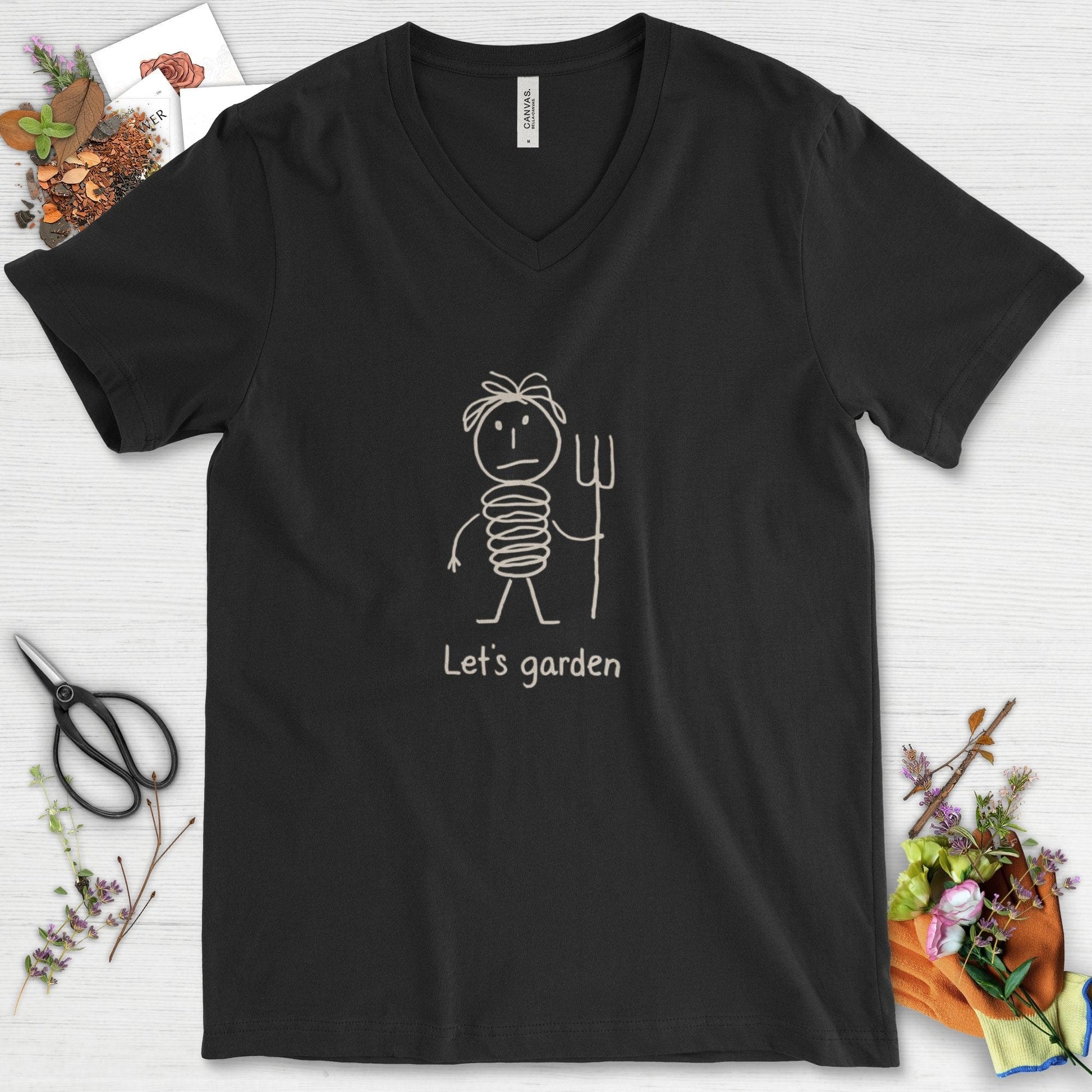 Let's Garden V-Neck Black / S Physical Item