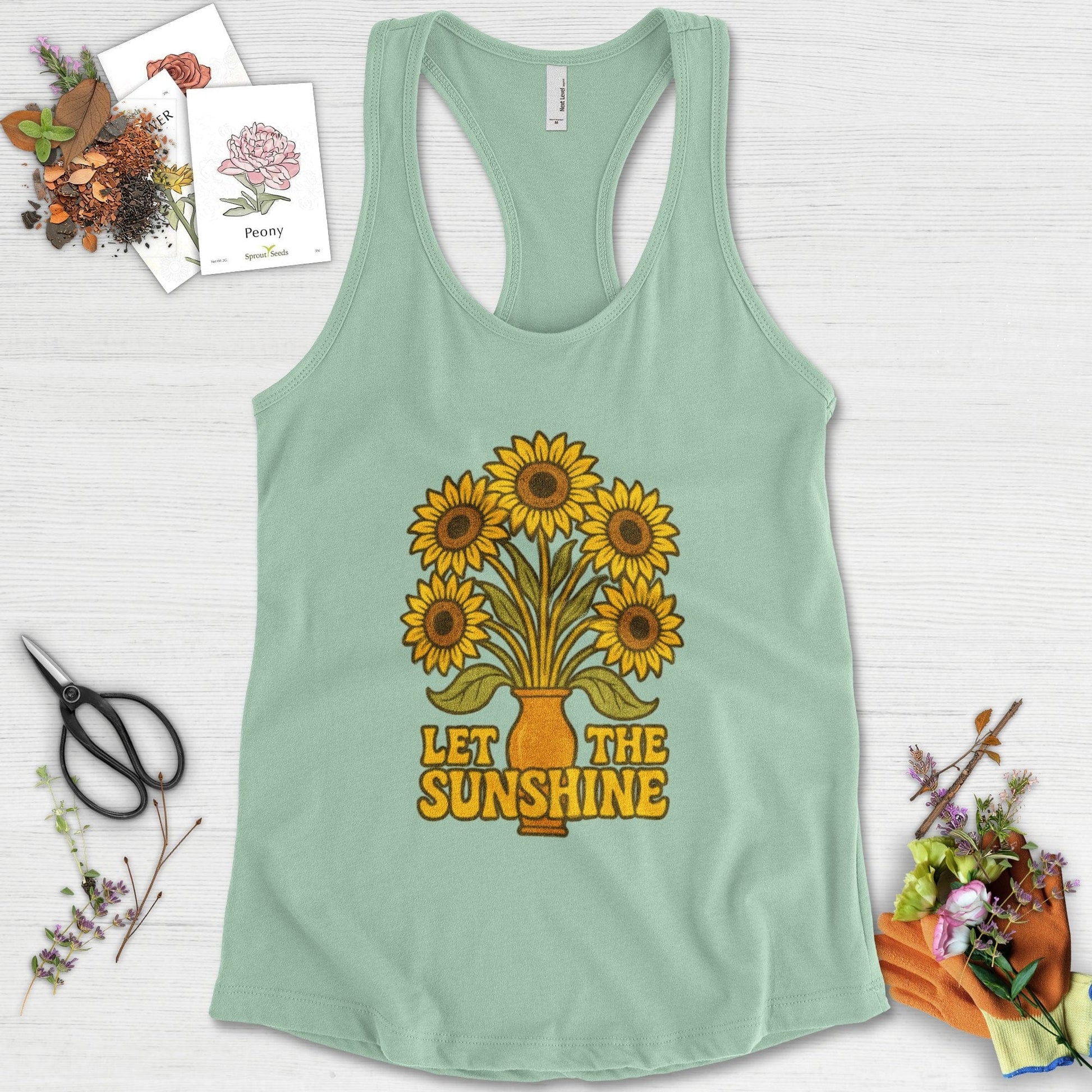Let the Sunshine Garden Racerback Racerback / XS / Mint Physical Item