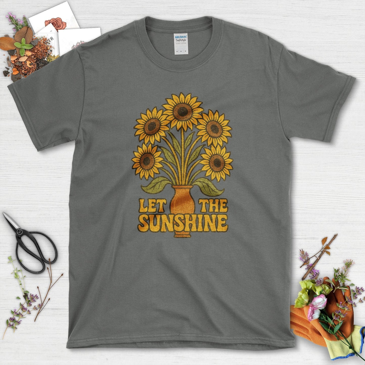 Let the Sunshine Garden T-Shirt Charcoal / S Physical Item