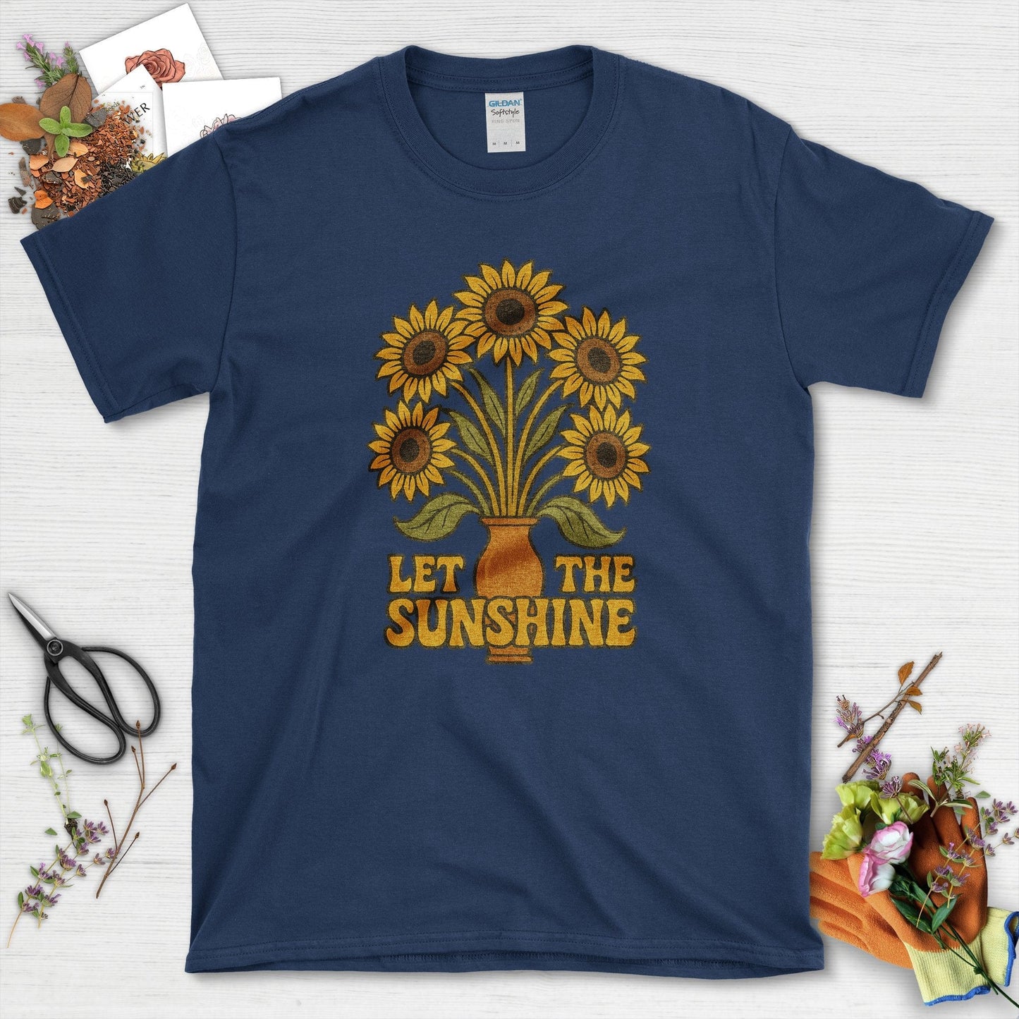 Let the Sunshine Garden T-Shirt Navy / S Physical Item