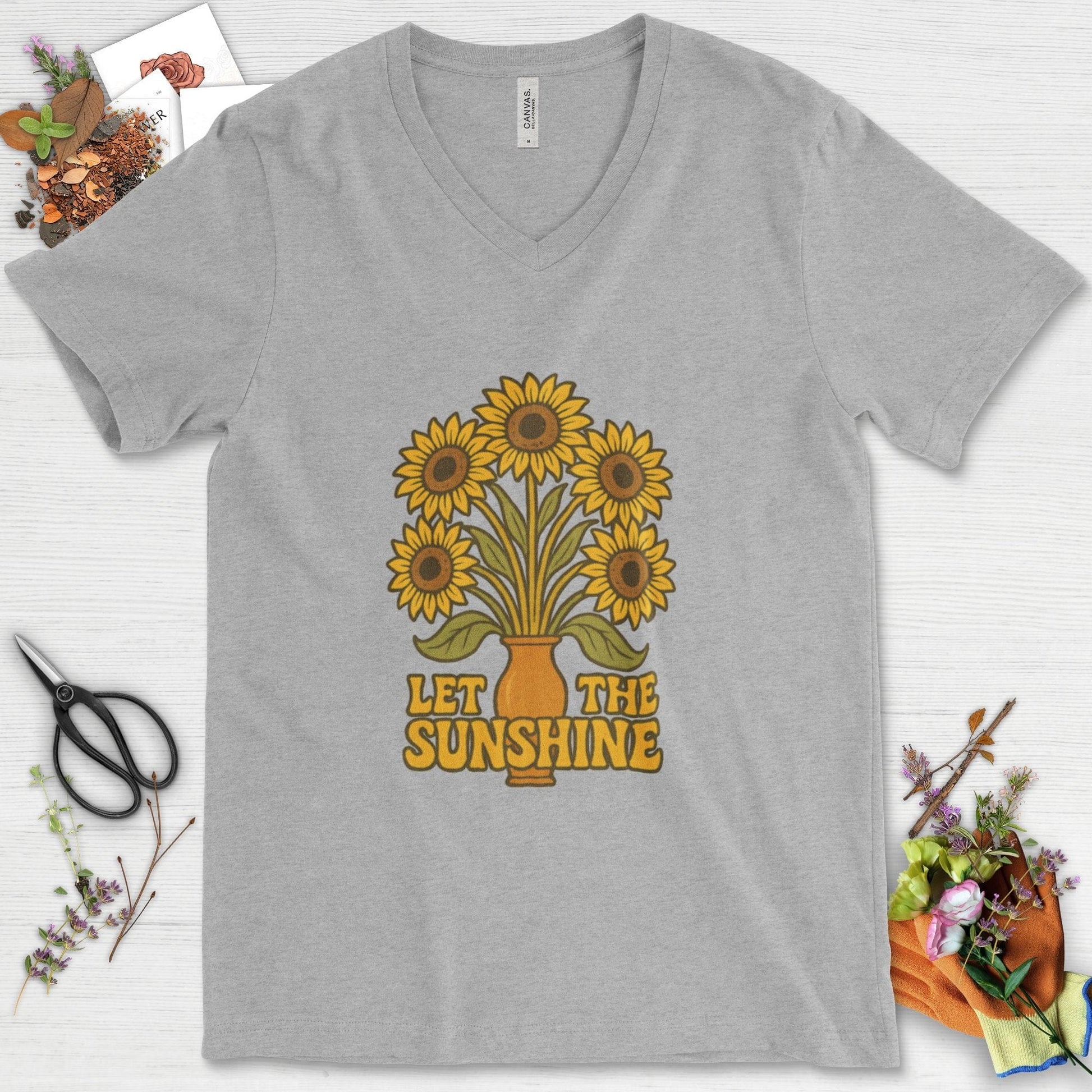 Let the Sunshine Garden V-Neck Athletic Heather / S Physical Item