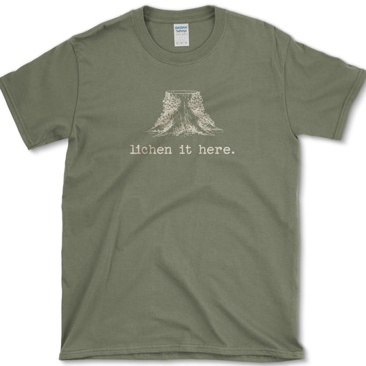 Lichen It Here T-Shirt S / Military Green Essential Tees