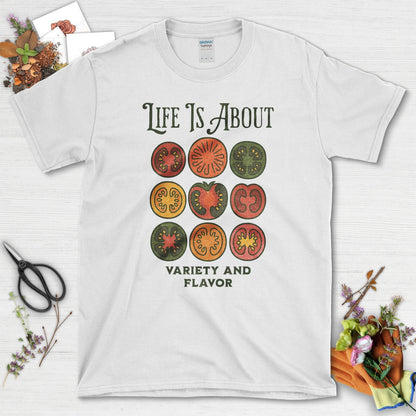 Life Is About Variety Flavor T-Shirt White / S Physical Item