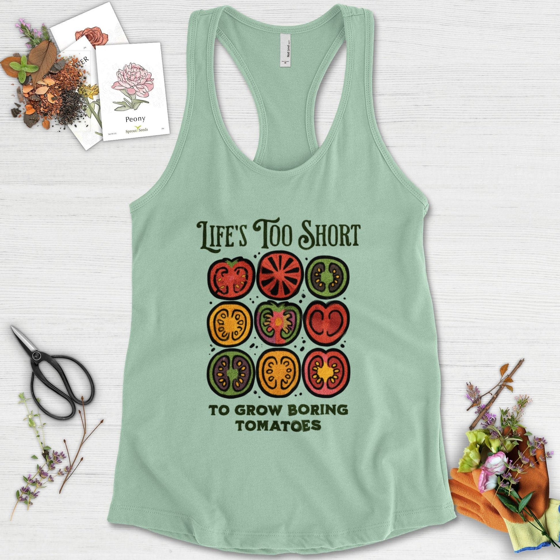 Life's Too Short Tomatoes Racerback Racerback / XS / Mint Physical Item