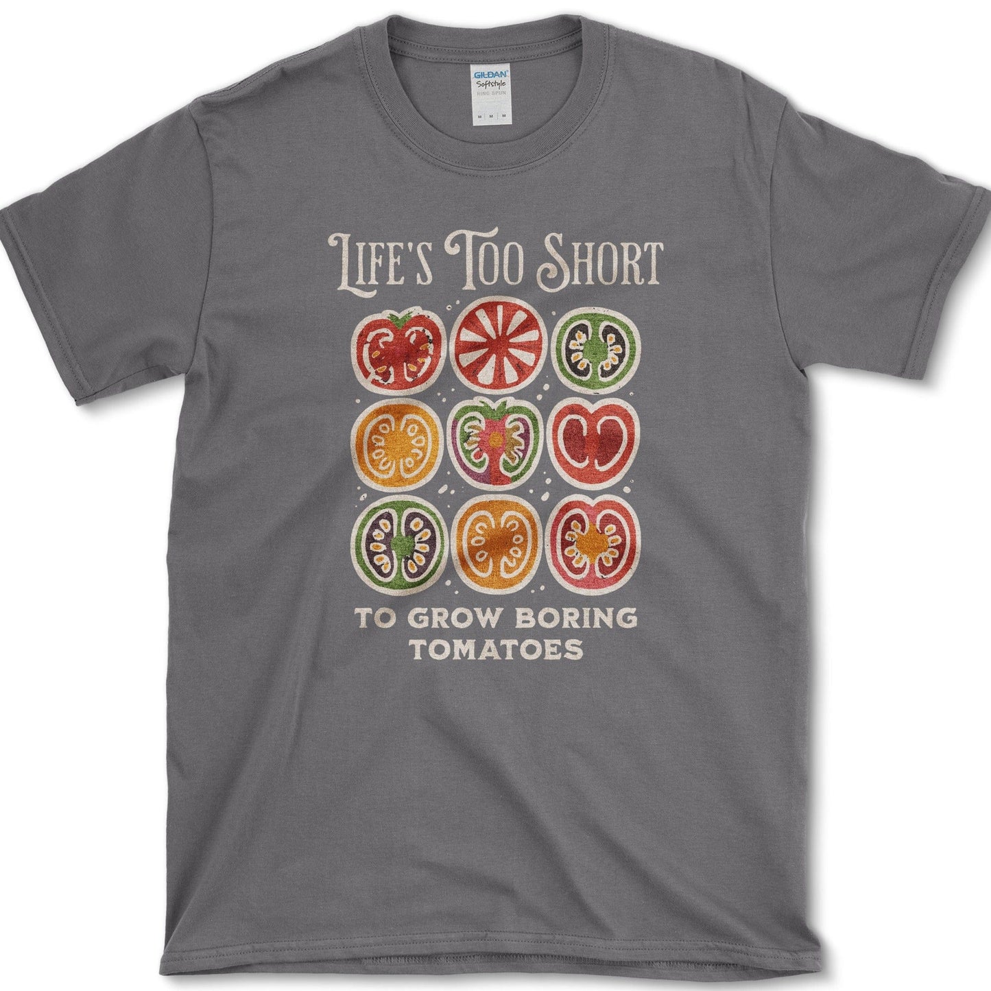 Life's Too Short Tomatoes T-Shirt Charcoal / S Essential Tees