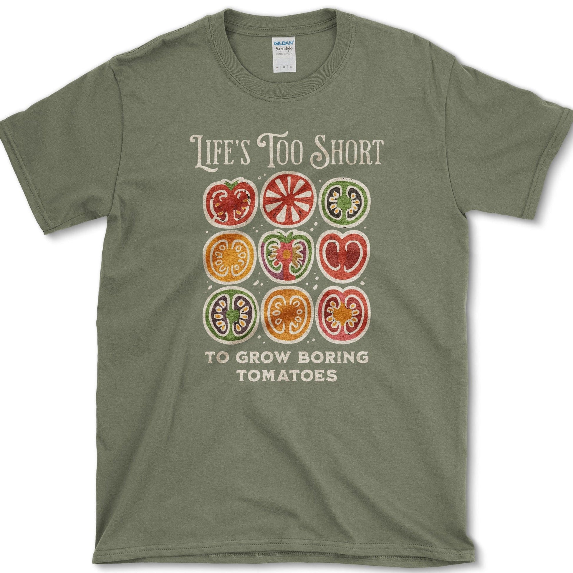 Life's Too Short Tomatoes T-Shirt Military Green / S Essential Tees