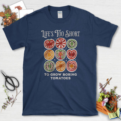 Life's Too Short Tomatoes T-Shirt Navy / S Physical Item