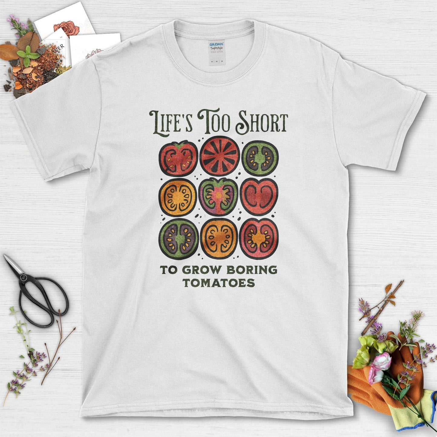 Life's Too Short Tomatoes T-Shirt White / S Physical Item
