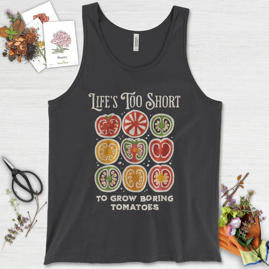 Life's Too Short Tomatoes Tank Top Dark Grey / XS Physical Item